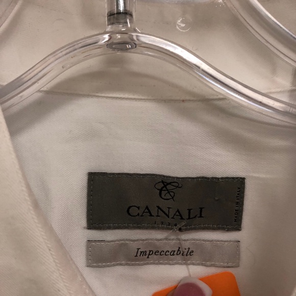 CANALI IMPECCABILE MENS WHITE BUTTON DOWN SHIRT SZ 44 - Picture 5 of 5